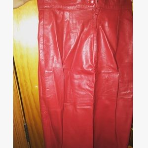 Red leather skirt set